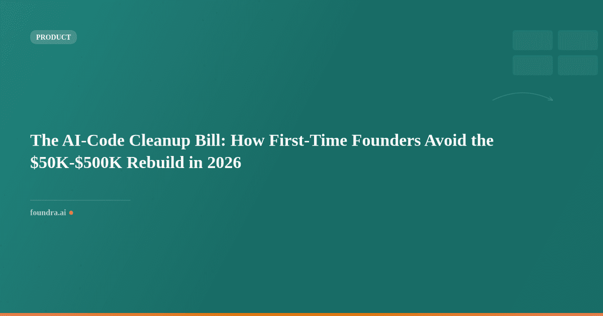 The AI-Code Cleanup Bill: How First-Time Founders Avoid the $50K-$500K Rebuild in 2026