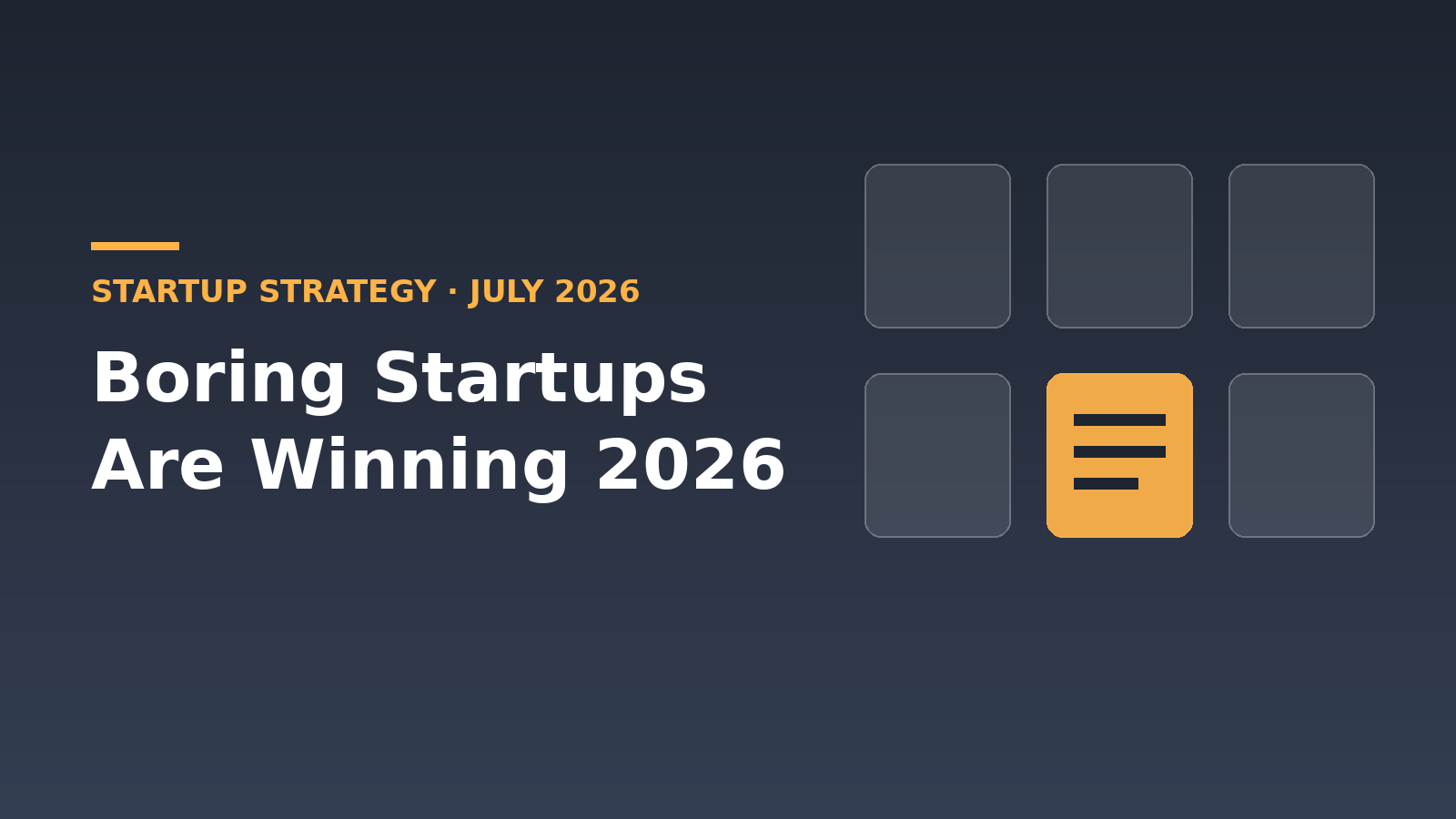 Boring Startups Are Winning 2026. Build One.
