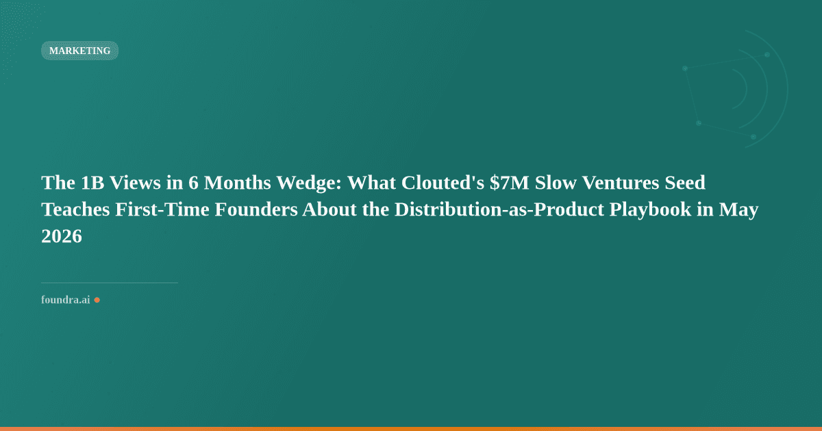 The 1B Views in 6 Months Wedge: What Clouted's $7M Slow Ventures Seed Teaches First-Time Founders About the Distribution-as-Product Playbook in May 2026