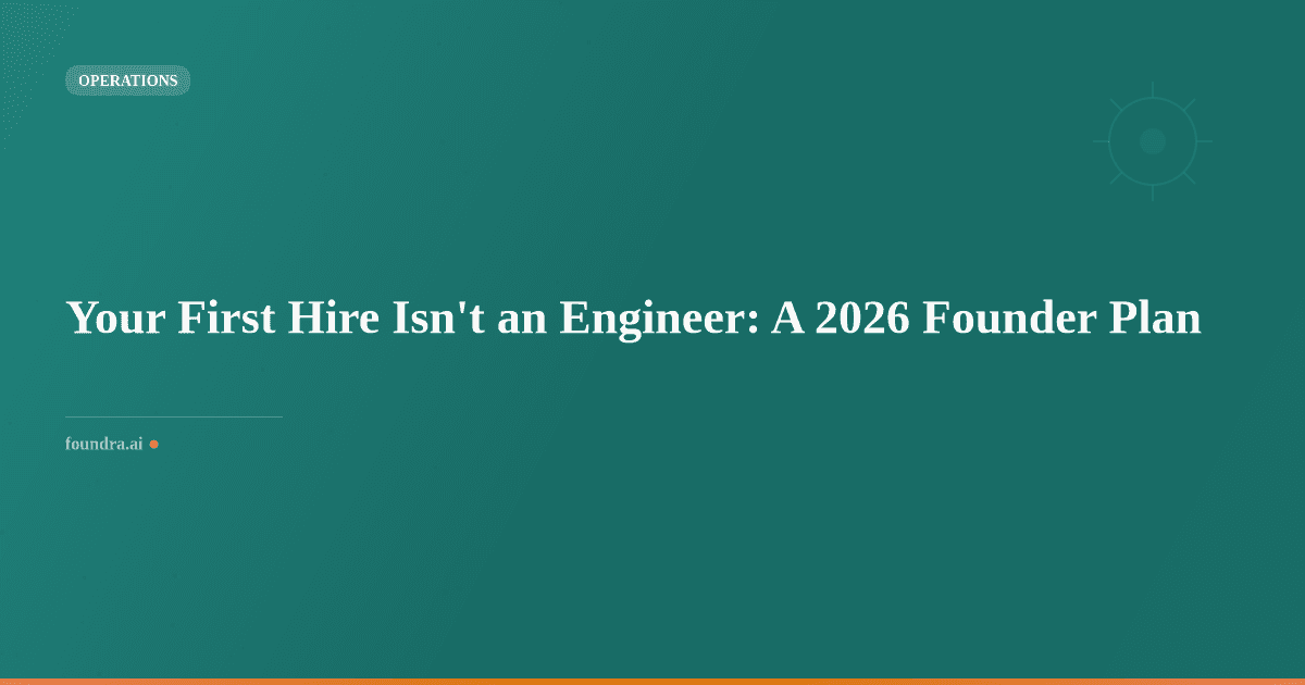Your First Hire Isn't an Engineer: A 2026 Founder Plan
