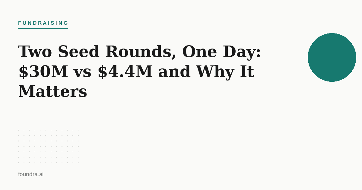 Two Seed Rounds, One Day: $30M vs $4.4M and Why It Matters