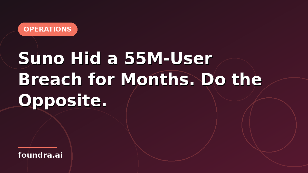 Suno Hid a 55M-User Breach for Months. Do the Opposite.