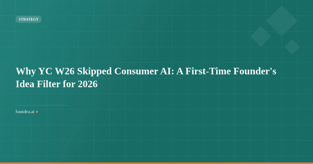 Why YC W26 Skipped Consumer AI: A First-Time Founder's Idea Filter for 2026